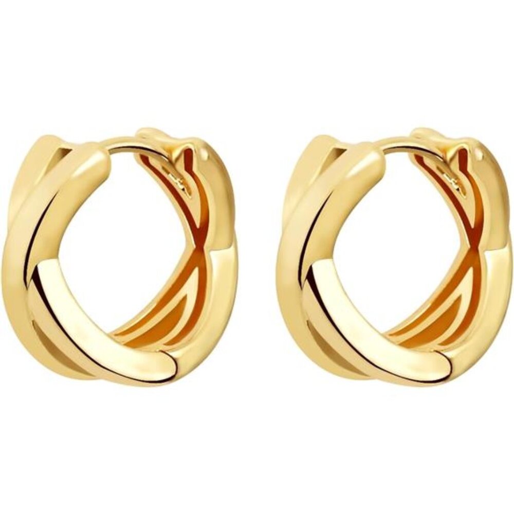 ✨ Gold X-Shape Chunky Huggie Hoop Earrings | Classic & Lightweight ✨